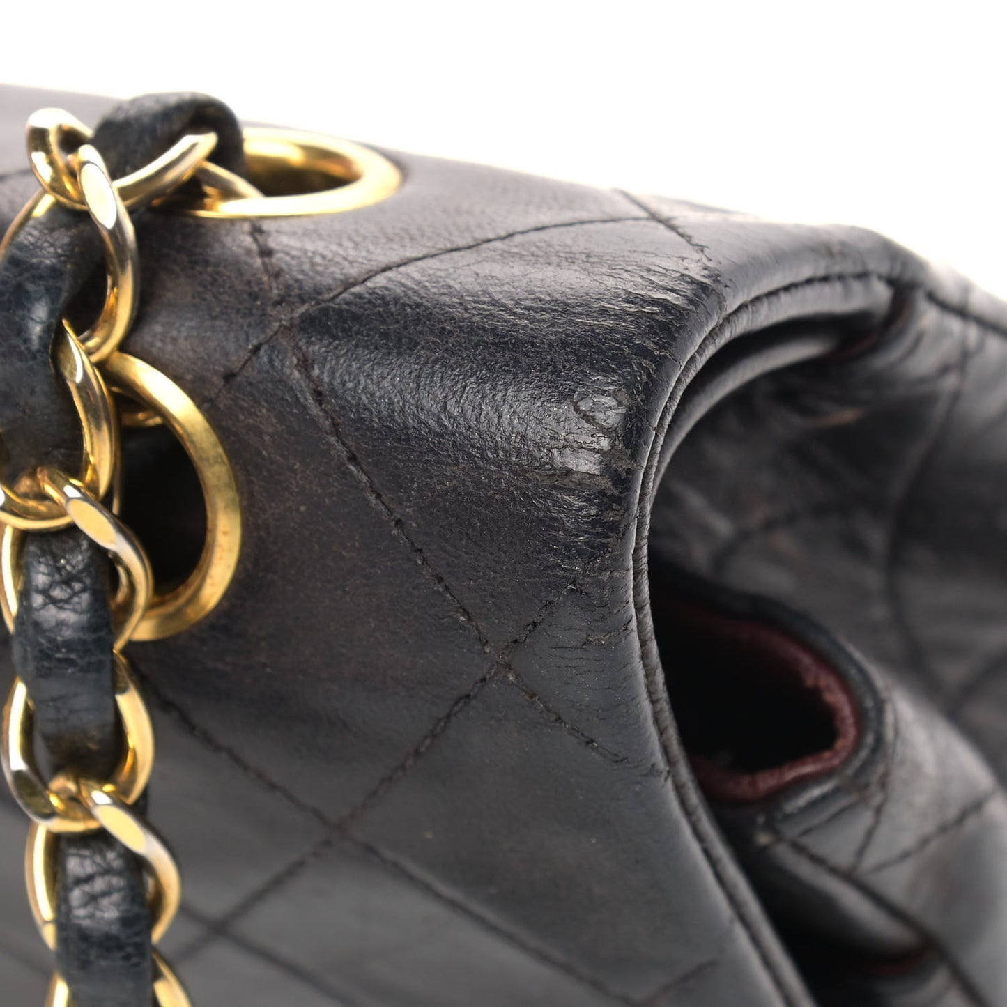 Lambskin Quilted Medium Double Flap Black