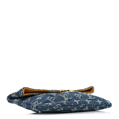 Louis Vuitton Monogram Denim Pochette Plat Clutch Blue 4 of 8