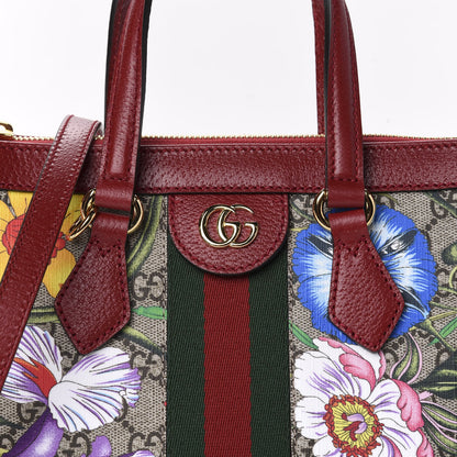 Gucci GG Supreme Monogram Flora Web Small Ophidia Tote Bag Red 11 of 12