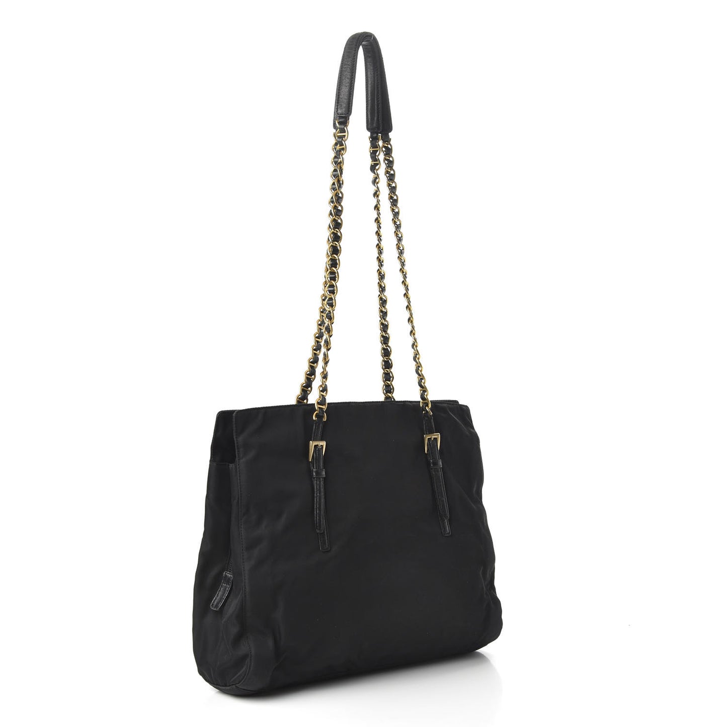 Tessuto Nylon Chain Shoulder Bag Black