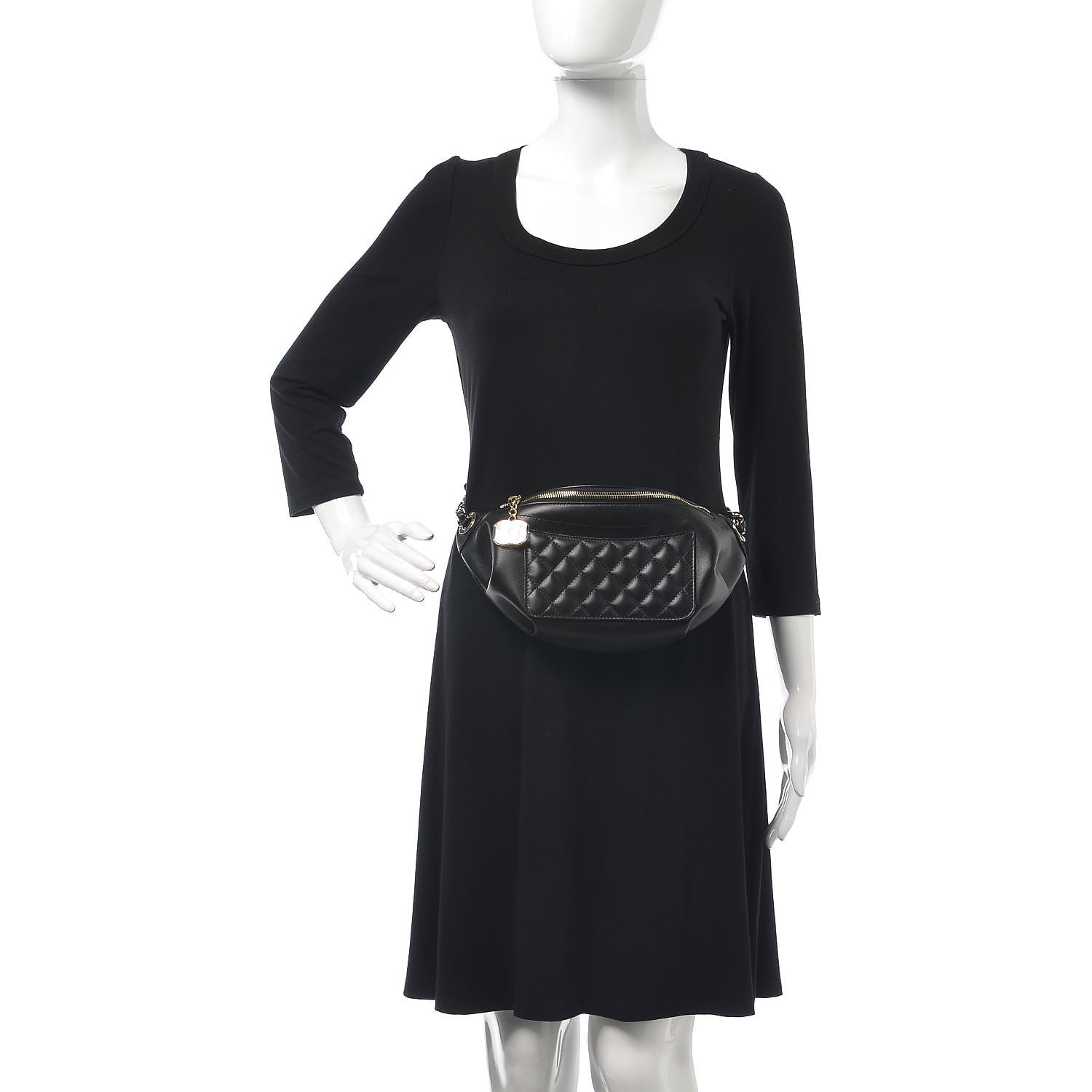 Chanel Lambskin Quilted Waist Bag Fanny Pack Black 2 of 8