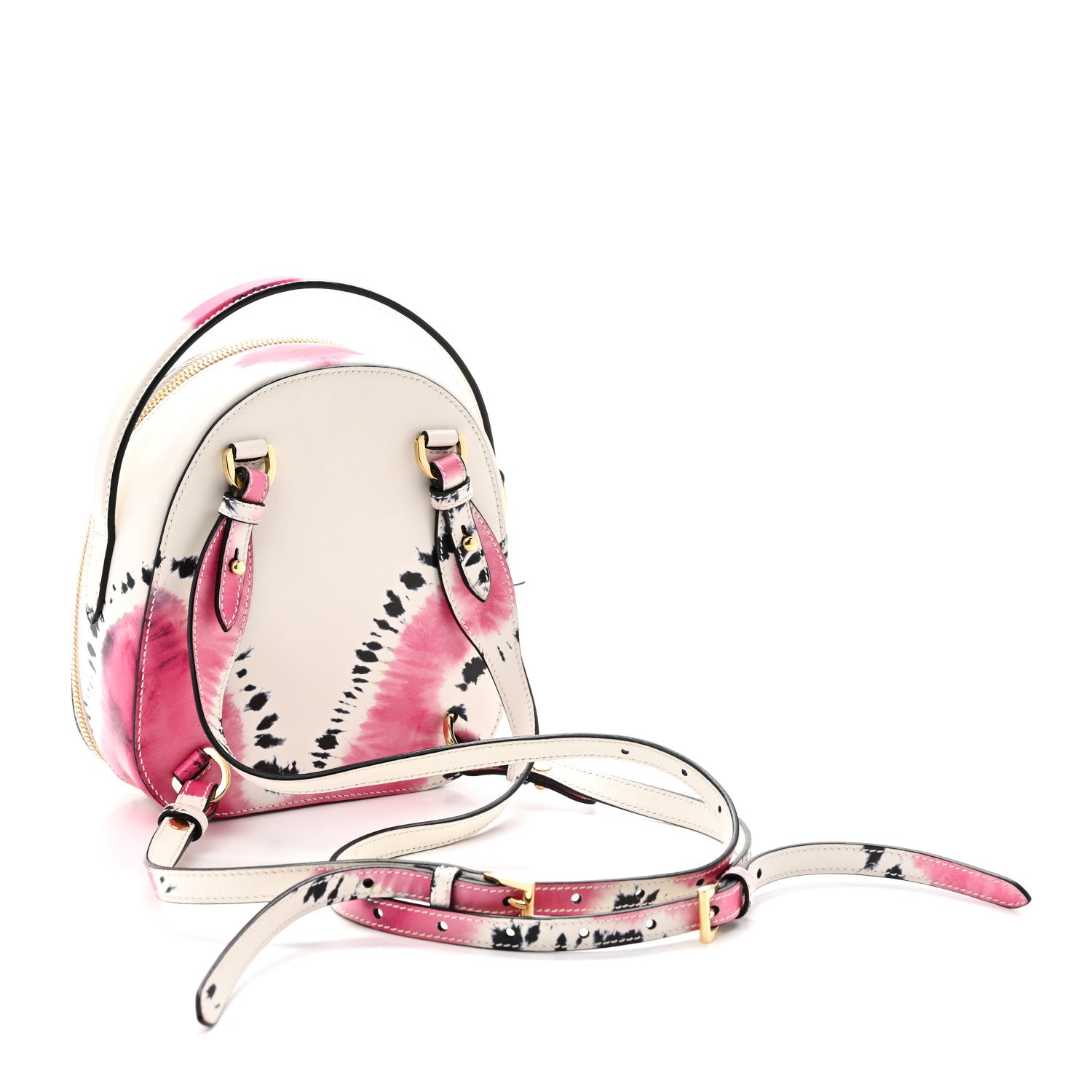 Prada City Calfskin Tie Dye Print Mini Odette Backpack White Pink Black 3 of 10
