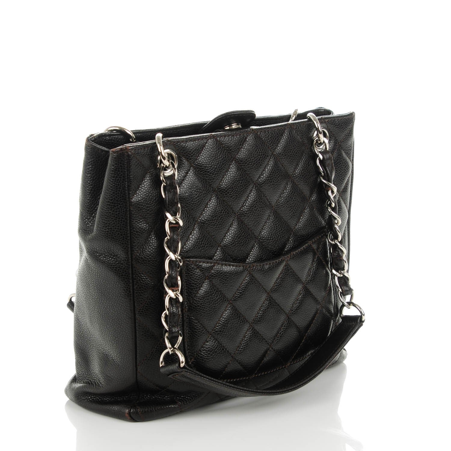 Chanel Caviar Petit Shopping Tote PST Dark Brown 3 of 7