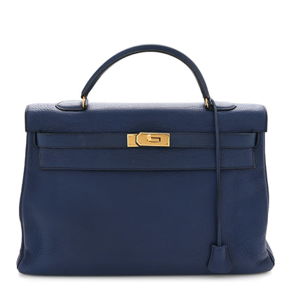 Hermes Taurillon Clemence Kelly Retourne 40 Bleu De Malte 1 of 12