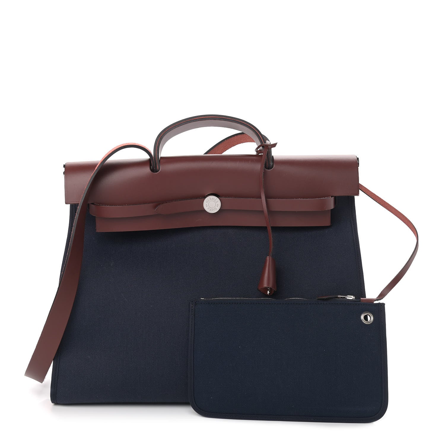 Hermes Toile Vache Hunter Herbag Zip 39 MM Bleu Marine Rouge H 1 of 11