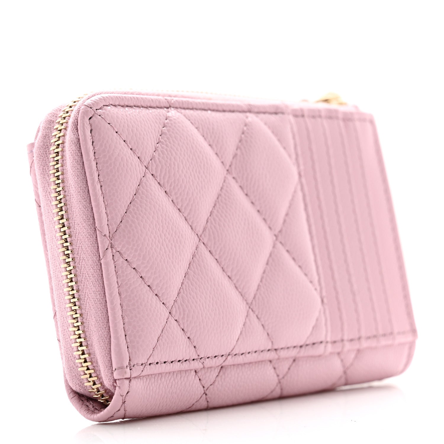 Chanel Caviar Quilted CC Zip Around Card Holder Pink 3 of 8