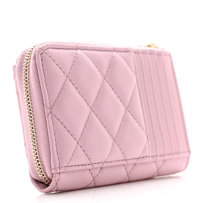 Chanel Caviar Quilted CC Zip Around Card Holder Pink 3 of 8