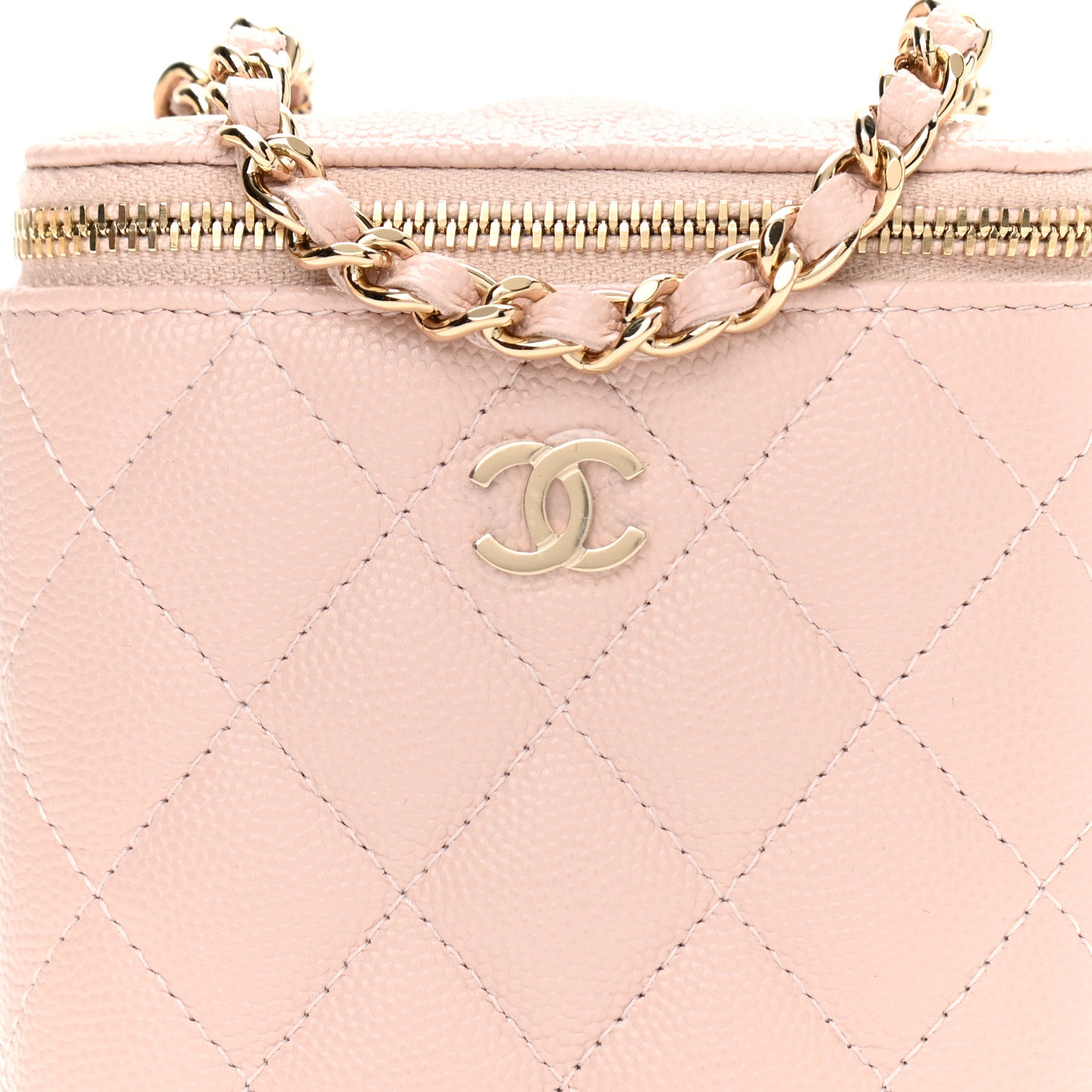 Chanel Caviar Quilted Small Vertical Coco Beauty Vanity Case With Chain Light Pink 7 of 7