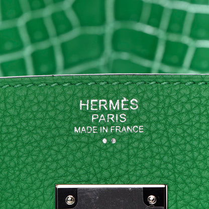 Hermes Togo Shiny Niloticus Crocodile Birkin Touch 30 Bamboo Cactus 22 of 34