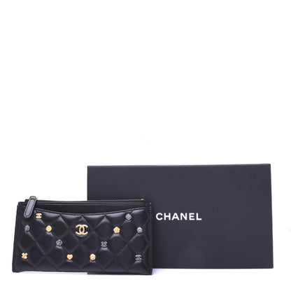 Chanel Lambskin Quilted Lucky Charms Classic Zip Pouch Black 11 of 11