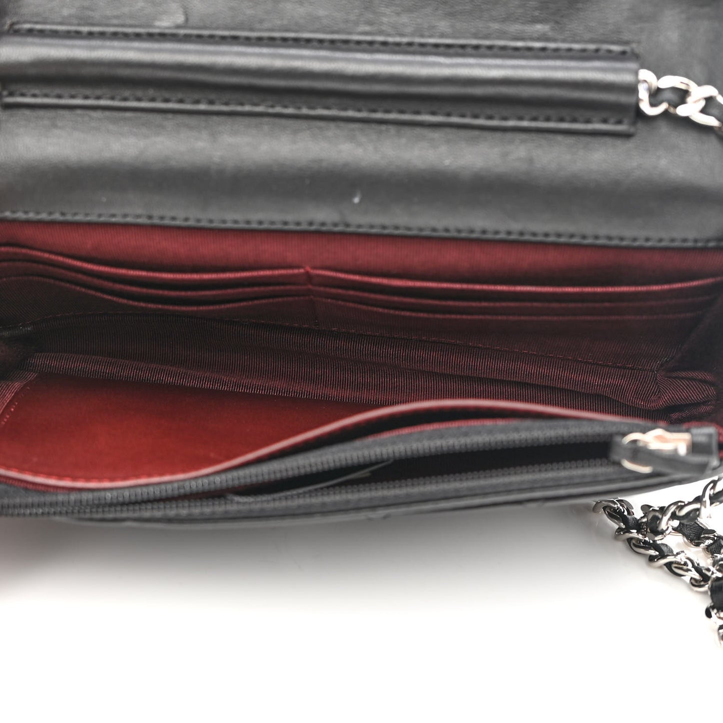Lambskin Quilted Wallet On Chain WOC Black