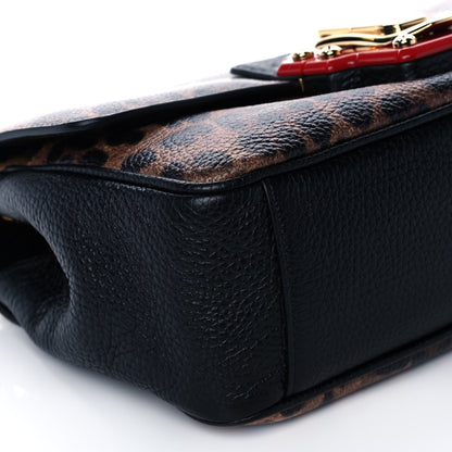 Dolce & Gabbana Calfskin Leopard Print Lucia Shoulder Bag Black 9 of 10