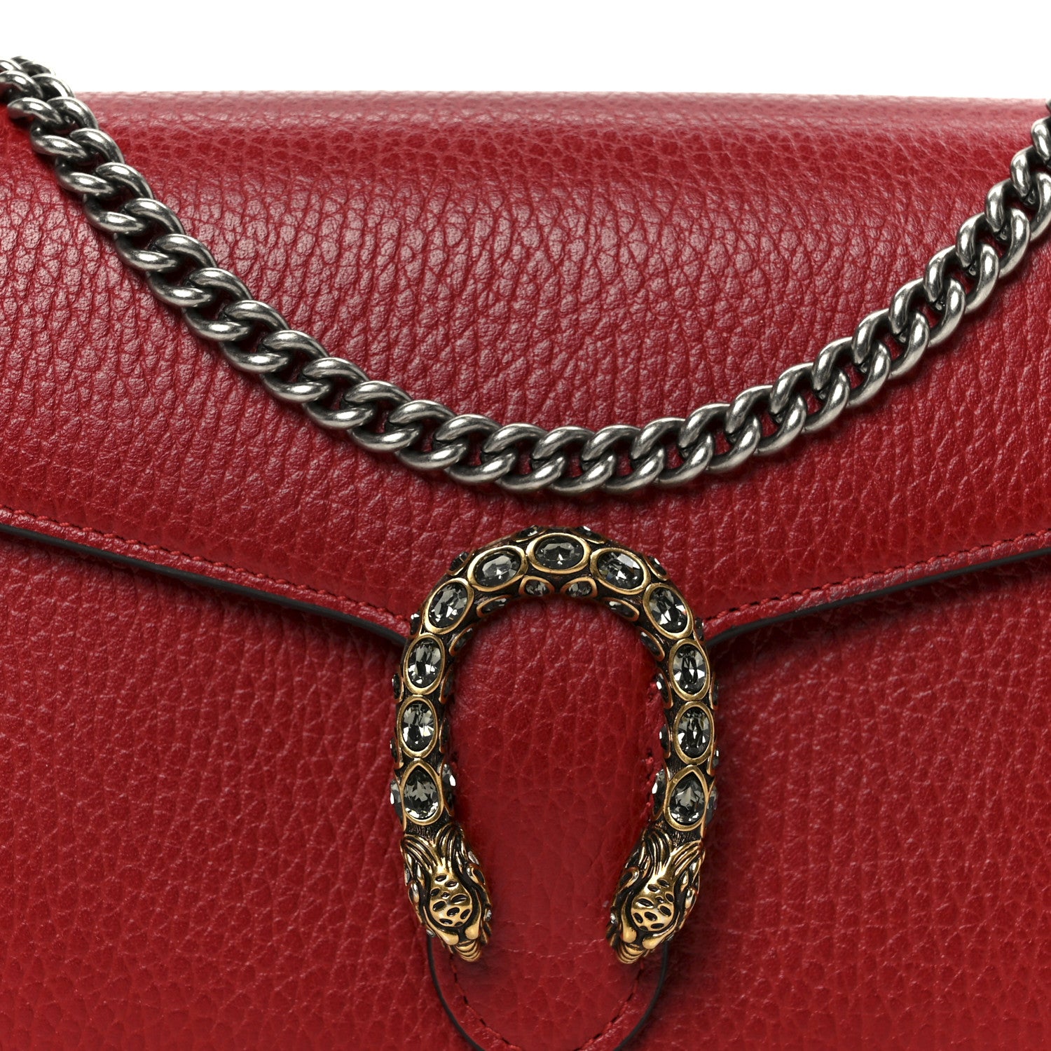 Gucci Calfskin Mini Dionysus Chain Wallet Hibiscus Red 8 of 11