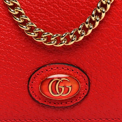 Gucci Textured Calfskin Enamel GG Hardcase Lipstick Holder Chain Wallet Lobster Red 6 of 7