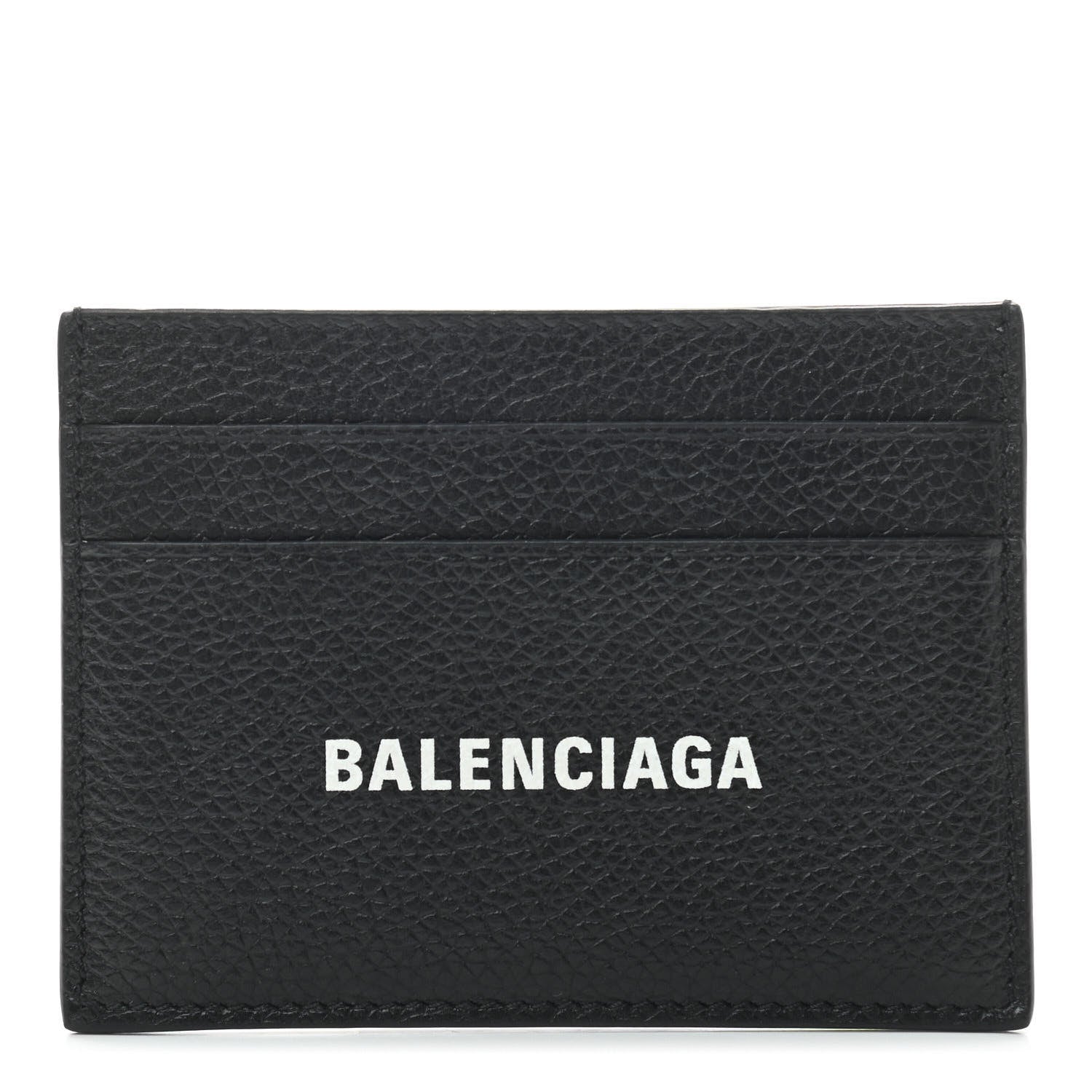 Balenciaga Grained Calfskin Logo Cash Card Holder Black White 1 of 6
