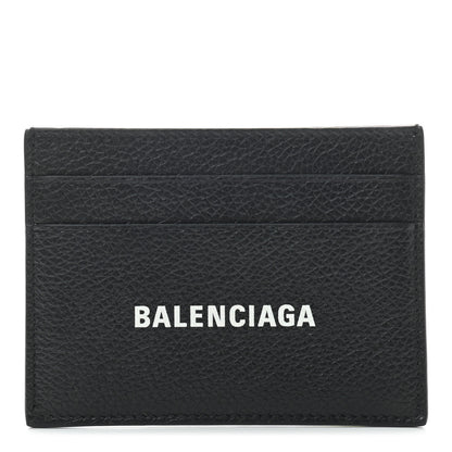 Balenciaga Grained Calfskin Logo Cash Card Holder Black White 1 of 6