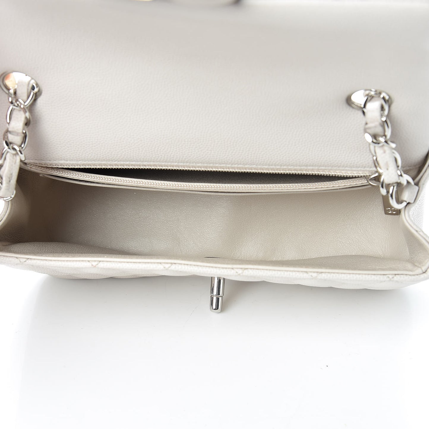 Caviar Quilted Mini Rectangular Flap Ivory