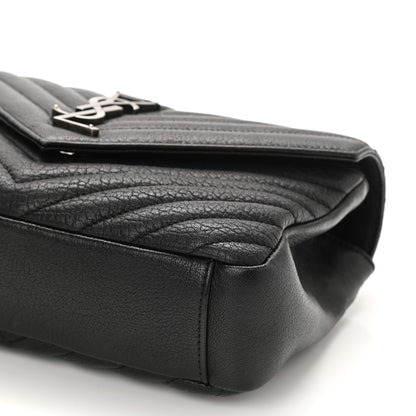 Saint Laurent Sheepskin Matelasse Chevron Monogram Medium College Bag Black 9 of 10