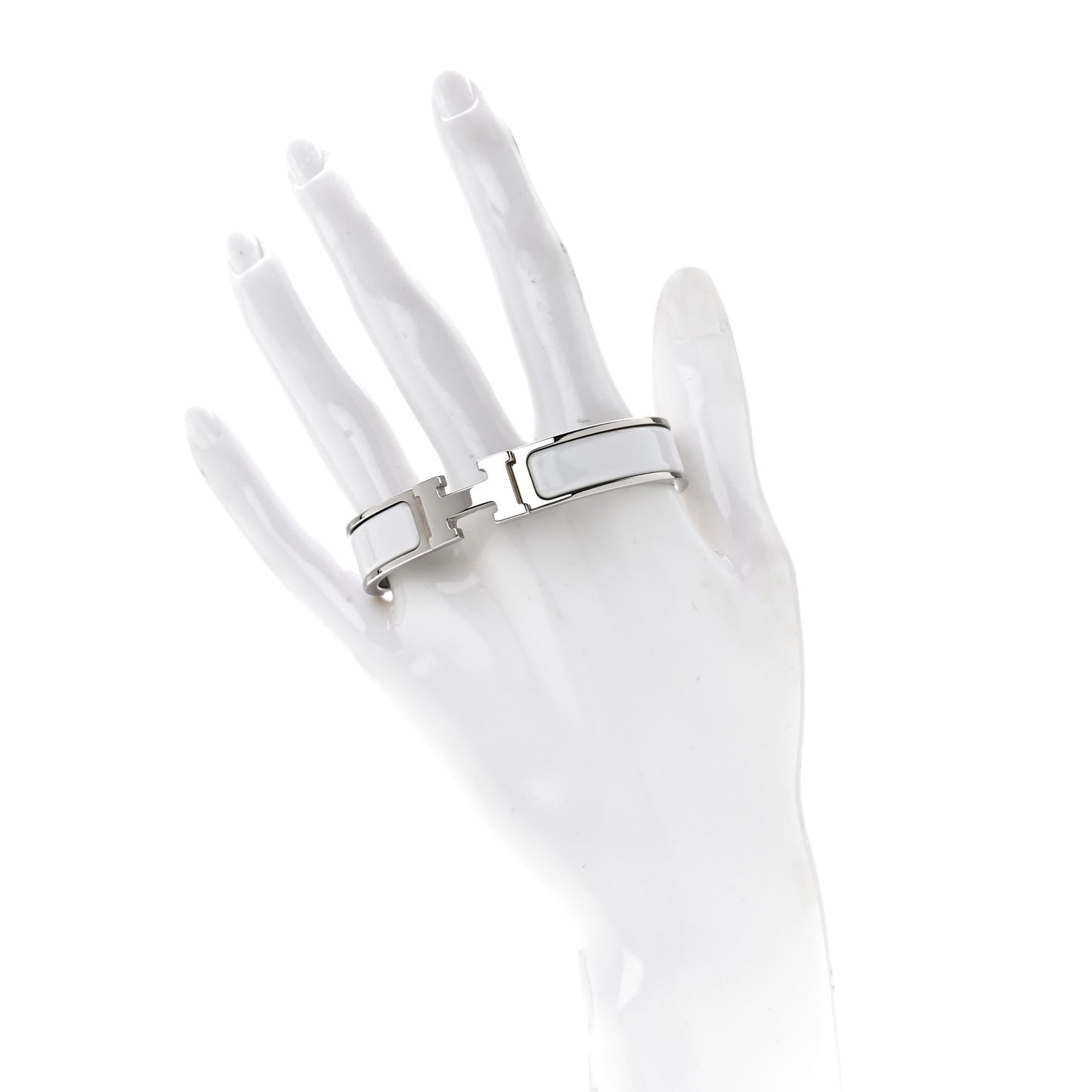 Enamel Narrow Clic Clac H Bracelet PM White