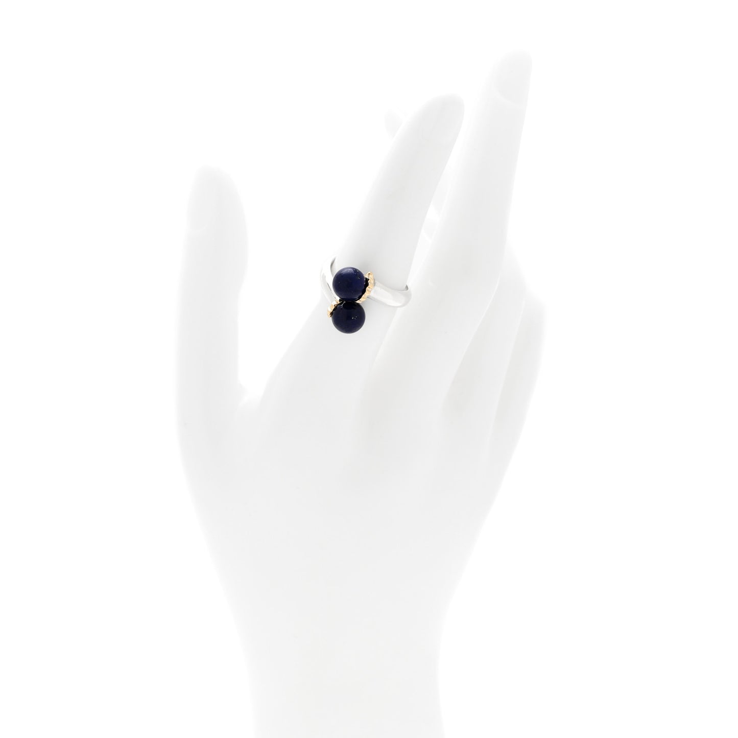 Sterling Silver 18K Yellow Gold Lapis Lazuli Bypass Ring
