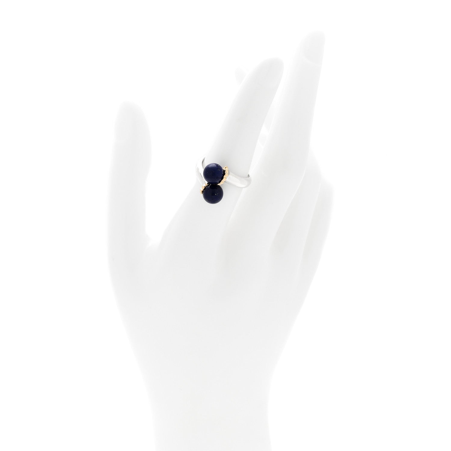 Tiffany Sterling Silver 18K Yellow Gold Lapis Lazuli Bypass Ring 2 of 5