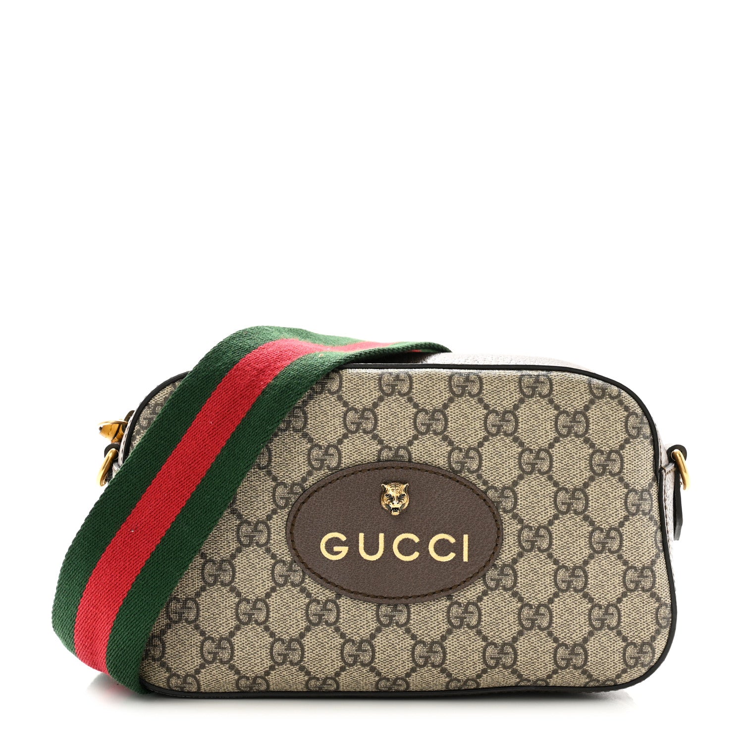 Gucci GG Supreme Monogram Web Neo Vintage Shoulder Bag Beige New Acero Crop 1 of 10