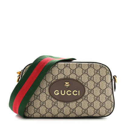 Gucci GG Supreme Monogram Web Neo Vintage Shoulder Bag Beige New Acero Crop 1 of 10