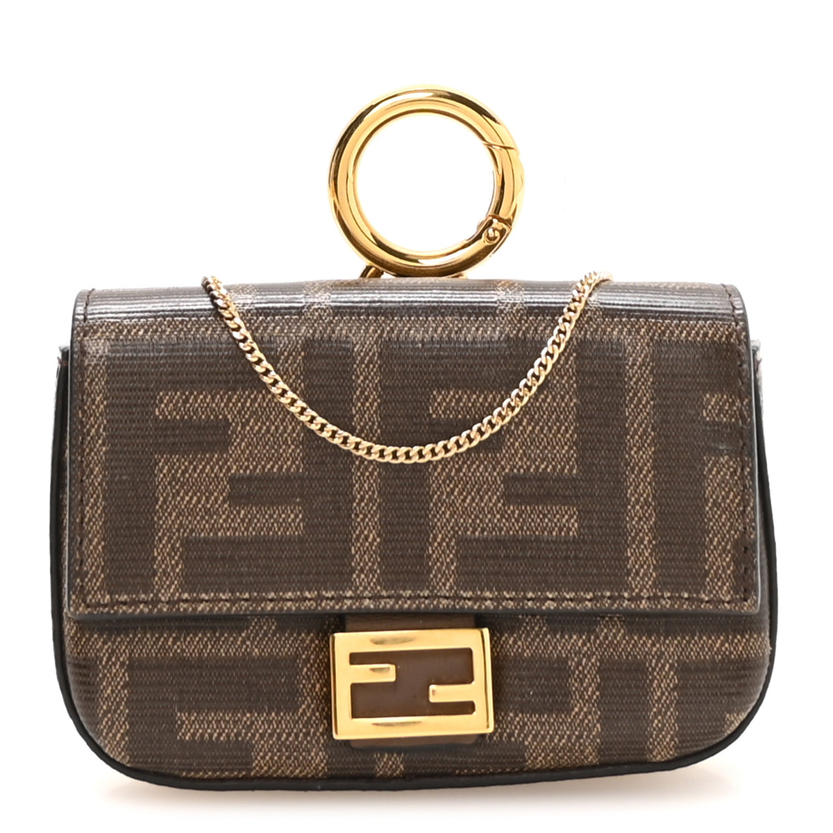 Glazed Fabric FF 1974 Nano Baguette Charm Mogano Panna