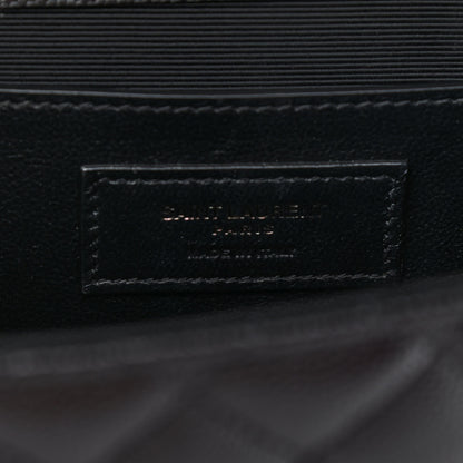 Saint Laurent Grain De Poudre Textured Mixed Matelasse Triquilt Medium Monogram Satchel Black 6 of 9