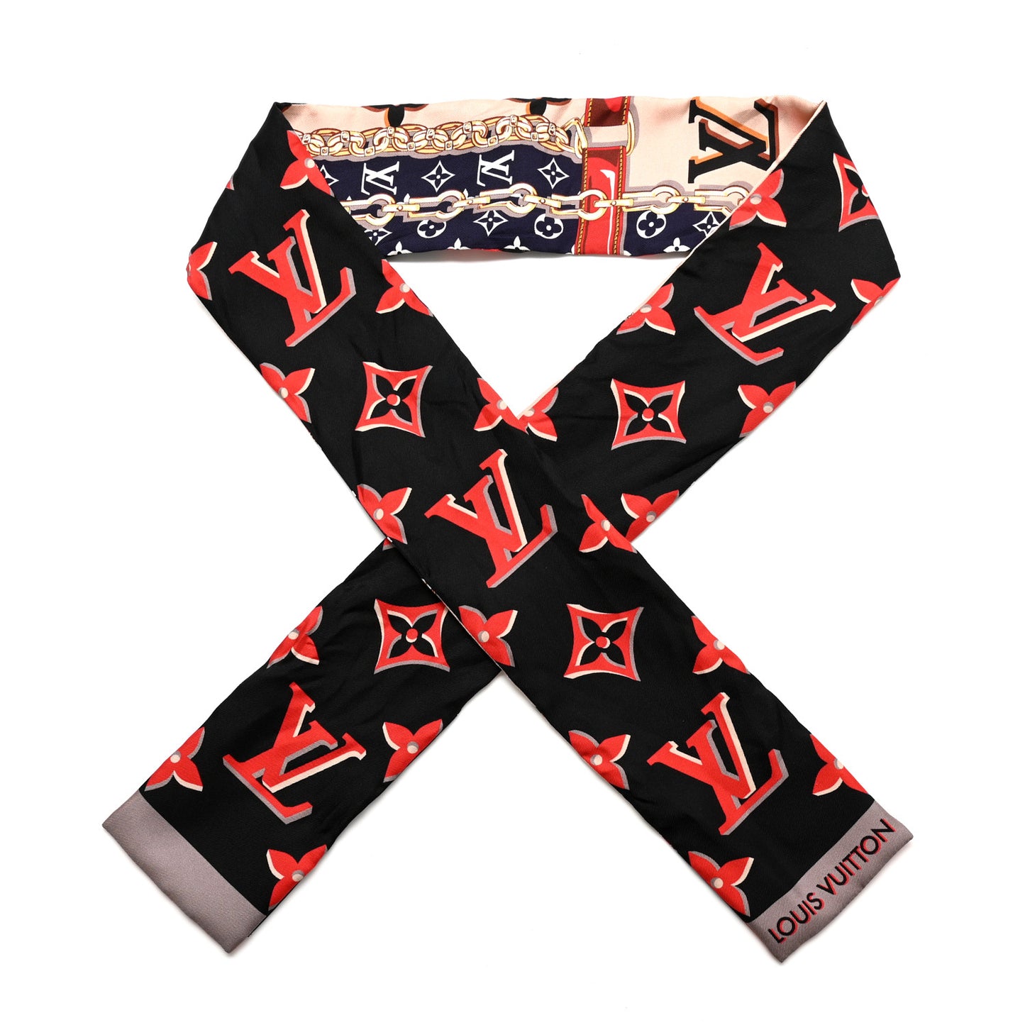 Silk Monogram Escale Perfect Match Bandeau Navy Blue