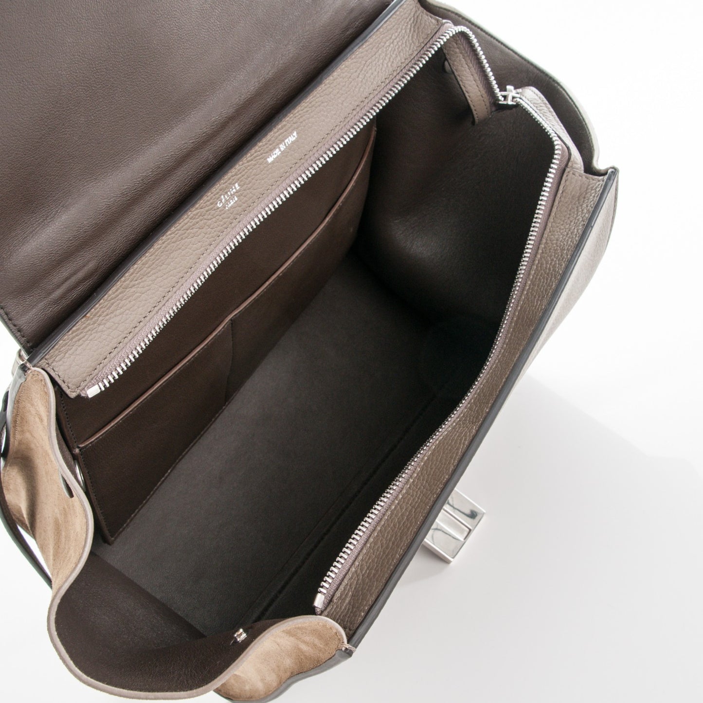 Drummed Calfskin Suede Small Trapeze Dune