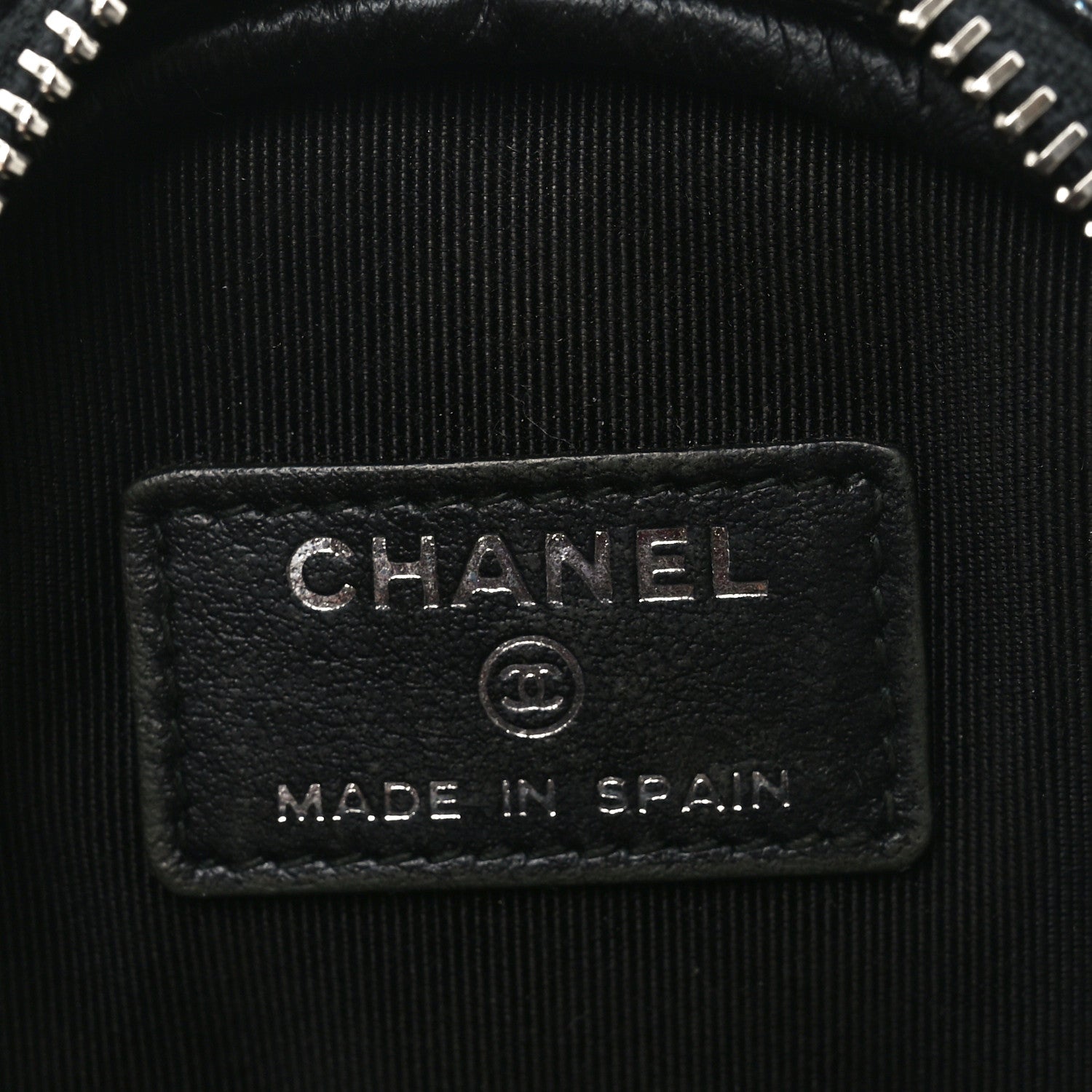 Chanel Metallic Caviar Quilted Zip Around Classic Coin Purse Black 6 of 7
