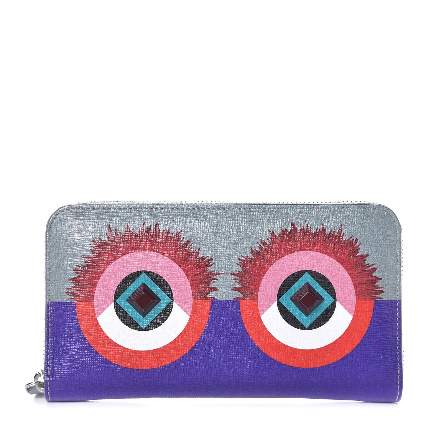 Vitello Elite Studded Hypnoteyes Zip Around Wallet Polvere Multicolor
