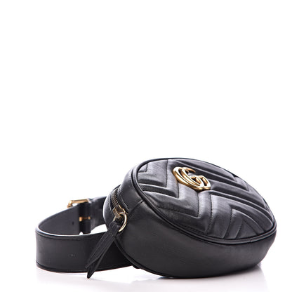 Gucci Calfskin Matelasse GG Marmont Belt Bag 85 34 Black 4 of 14