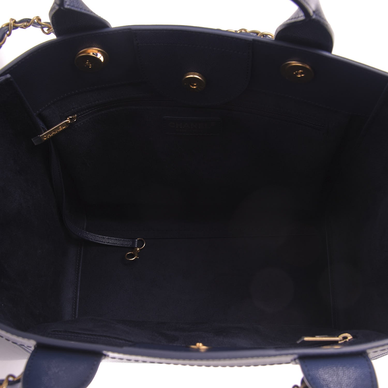 Chanel Caviar Small Studded Deauville Tote Navy 5 of 10