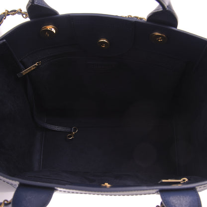 Chanel Caviar Small Studded Deauville Tote Navy 5 of 10