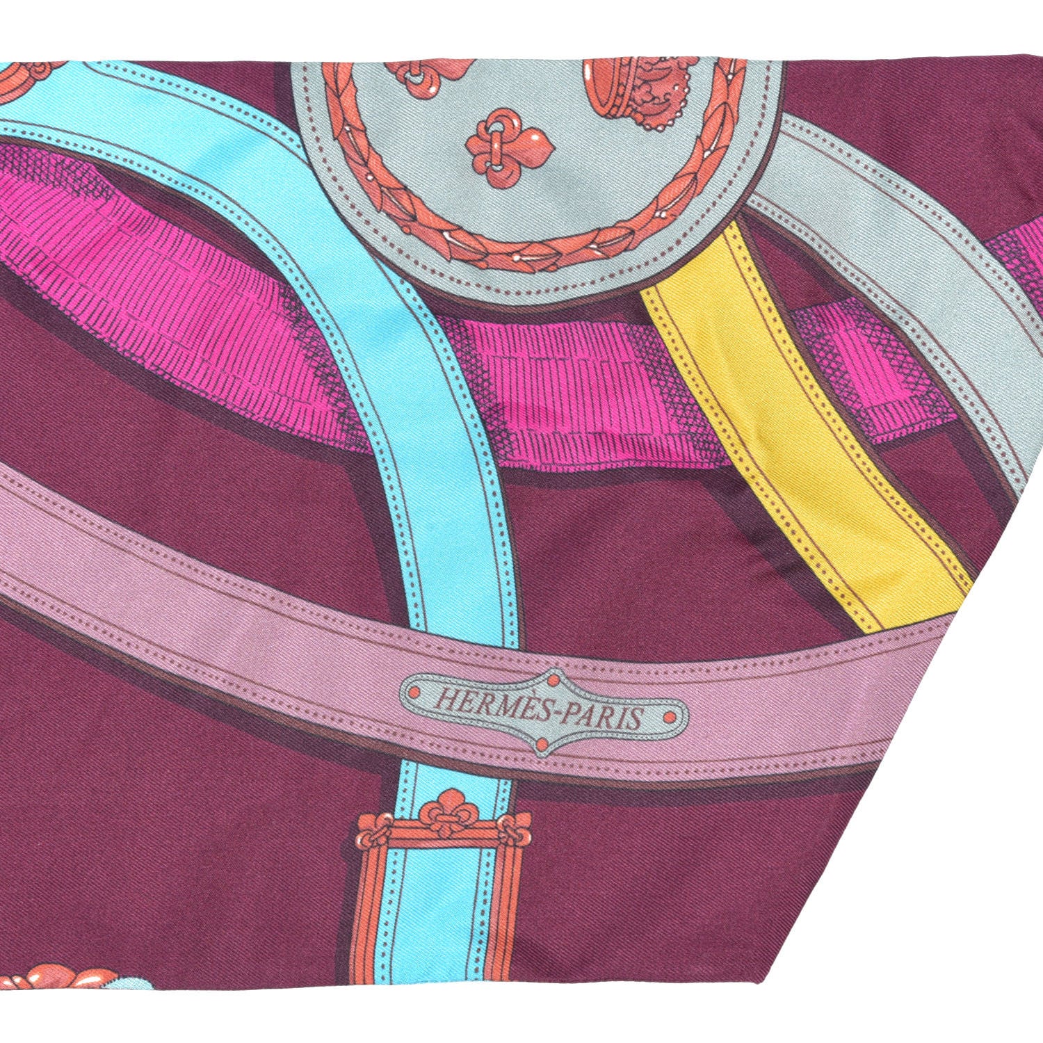 Hermes Silk Cavalcadour Maxi Twilly Bordeaux Canard Fuchsia 4 of 6