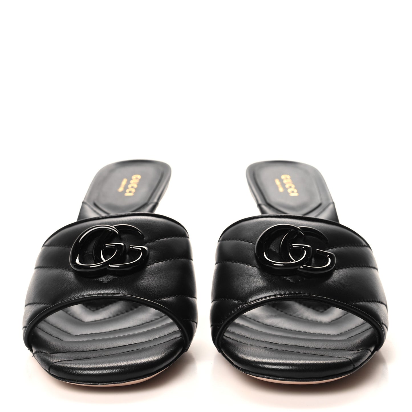 Nappa Matelasse Monochrome GG Marmont 75mm Slide Sandals 38 Black