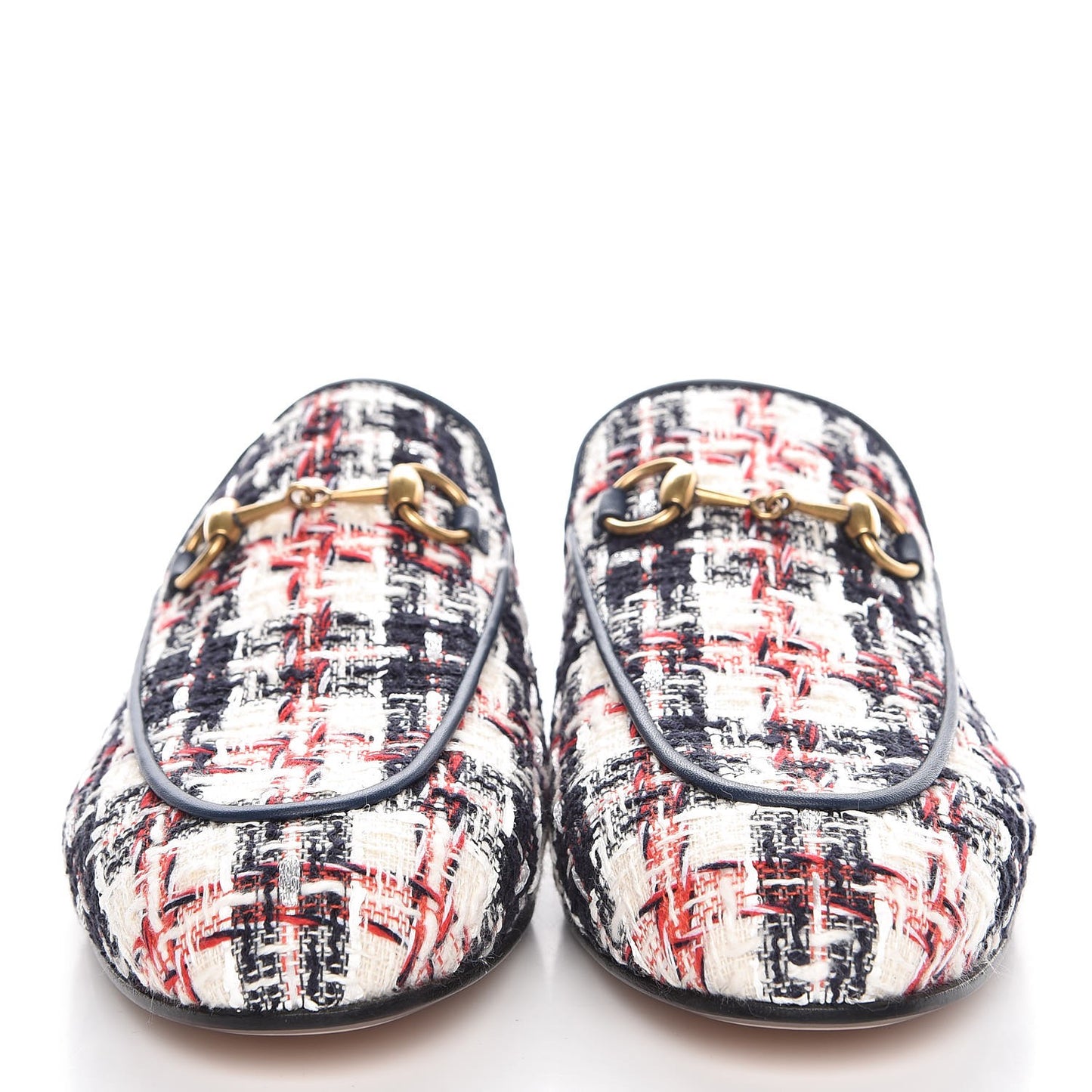 Tweed Check Womens Princetown Slippers 37 Gardenia Ink Blue Agata