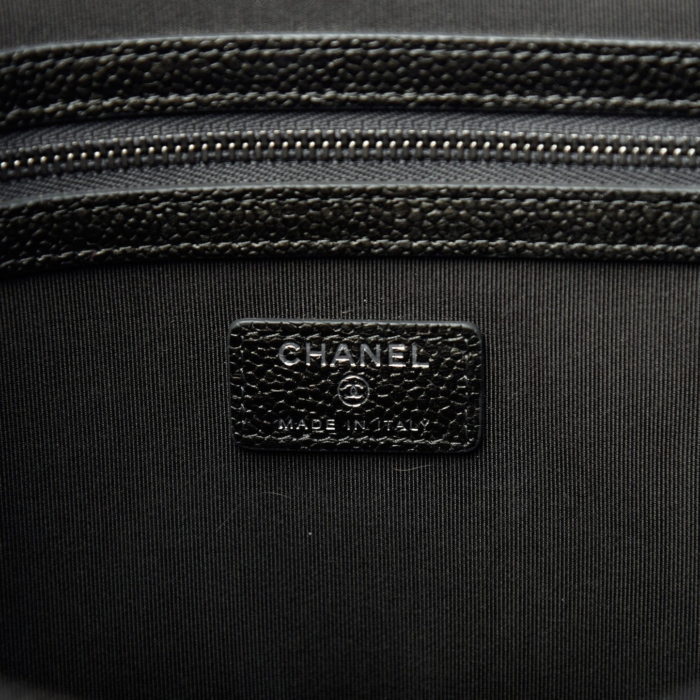 Caviar Quilted Large Cosmetic Case Dark Charcoal