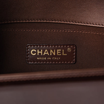 Chanel Metallic Patent Calfskin Quilted Medium Boy Flap Brown 6 of 11