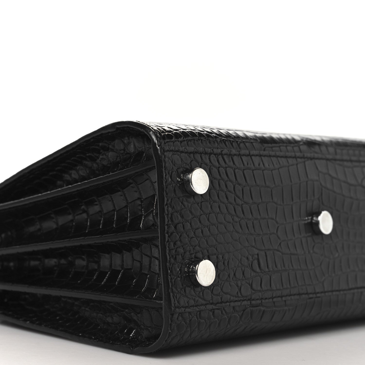 Saint Laurent Calfskin Crocodile Embossed Nano Sac De Jour Black 9 of 10
