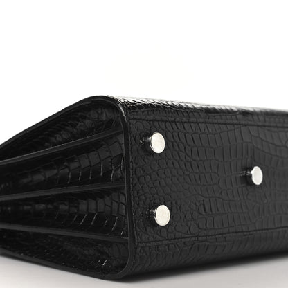Saint Laurent Calfskin Crocodile Embossed Nano Sac De Jour Black 9 of 10