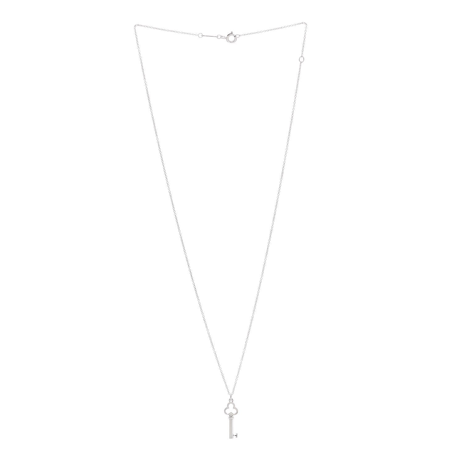 Tiffany Sterling Silver Trefoil Key Pendant Necklace 3 of 5
