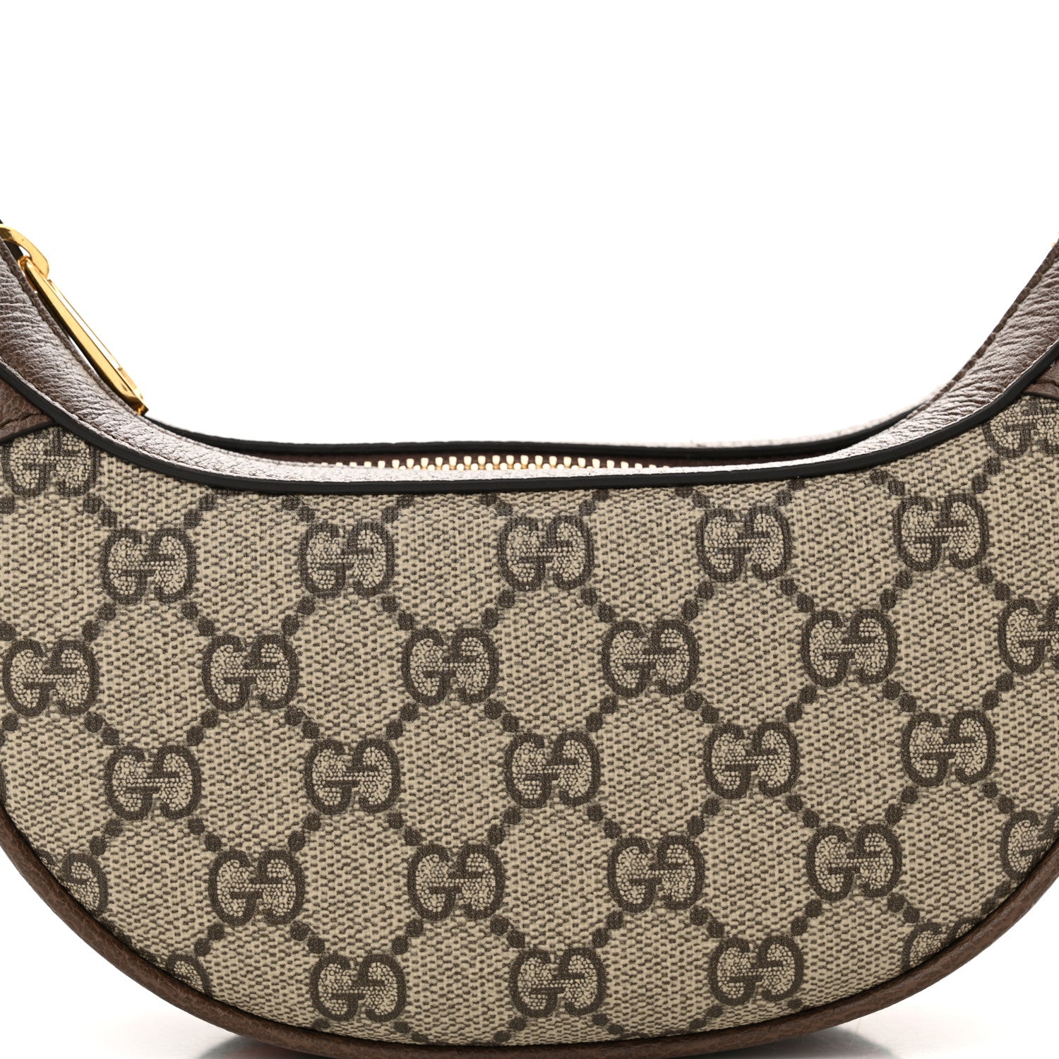 Gucci GG Supreme Monogram Textured Calfskin Web Mini Ophidia Half Moon Hobo Beige Ebony New Acero 8 of 11