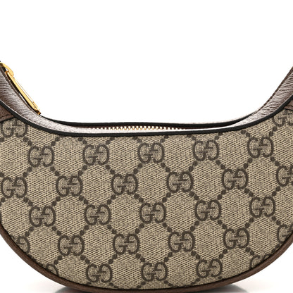 Gucci GG Supreme Monogram Textured Calfskin Web Mini Ophidia Half Moon Hobo Beige Ebony New Acero 8 of 11