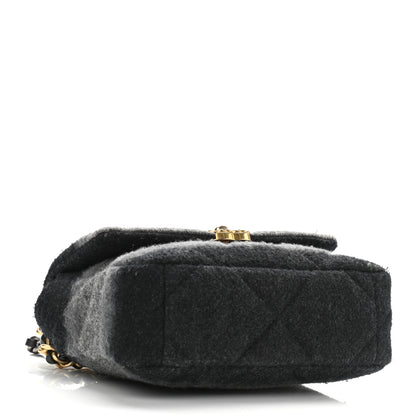 Chanel Wool Quilted Medium Chanel 19 Flap Black Grey 4 of 11