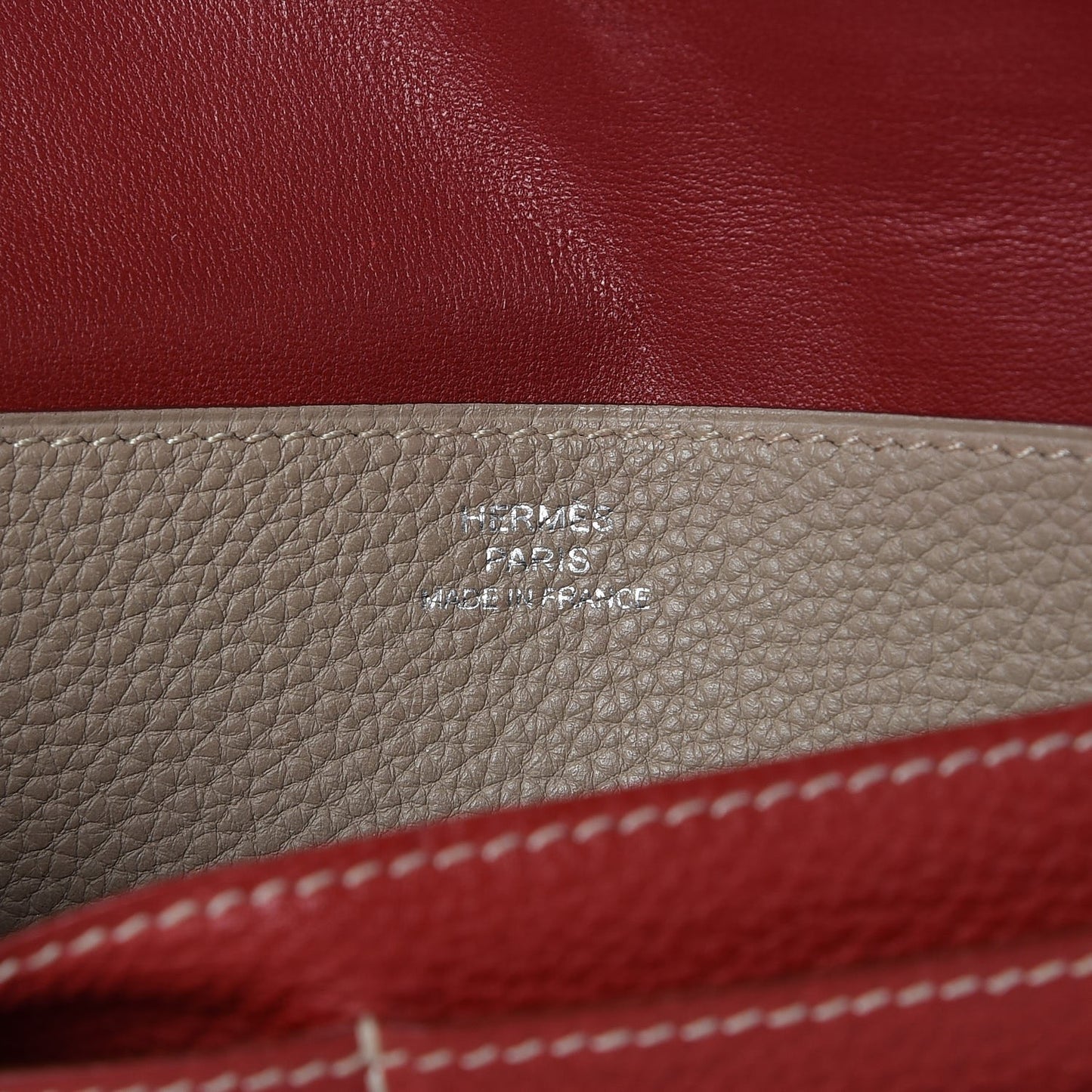 Taurillon Clemence Dogon Recto Verso Wallet Rouge Garance Etoupe