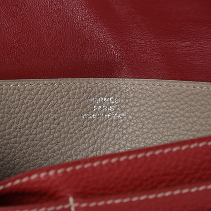 Hermes Taurillon Clemence Dogon Recto Verso Wallet Rouge Garance Etoupe 6 of 10