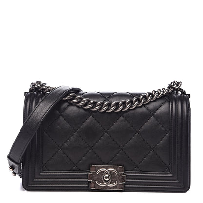 Chanel Calfskin Double Stitch Medium Boy Flap Black 1 of 18